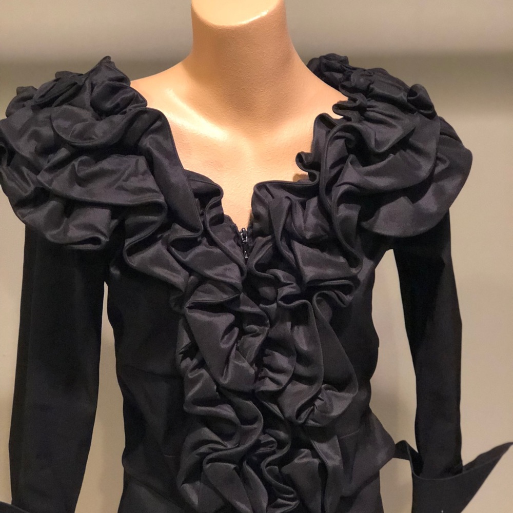 Samuel Dong Black Ruffle Top